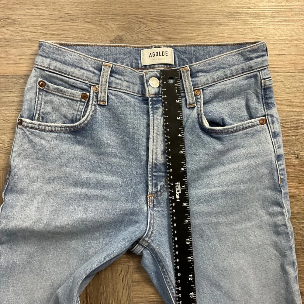 AGOLDE Willow High Rise Straight Leg‎ Button Fly Jeans Womens 25 Light Wash Blue